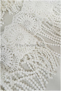 Boho fringe lace trim off-white/ Boho lace/ Guipure lace trim/ Boho dress bridal lace// T20-111