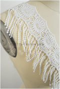Boho fringe lace trim off-white/ Boho lace/ Guipure lace trim/ Boho dress bridal lace// T20-111