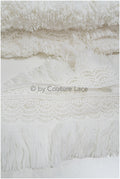 Fringed lace trim with boho pattern/ Off-white lace trim/ Boho lace border/ Brown boho lace// T20-112