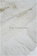 Fringed lace trim with boho pattern/ Off-white lace trim/ Boho lace border/ Brown boho lace// T20-112