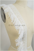 Fringed lace trim with boho pattern/ Off-white lace trim/ Boho lace border/ Brown boho lace// T20-112