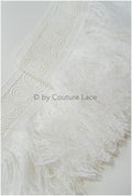 Fringed lace trim off-white/ Boho bridal lace trim/ crocheted fringe lace trim// T20-113