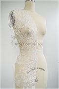 Soft floral lace trim/ Off-white embroidered lace trim/ Veil lace trim/ Bridal lace// T20-091