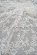 Tela de encaje nupcial romántica blanco roto / Encaje de novia / Tela de encaje floral / L20-007NR