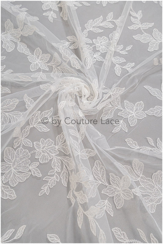 Romantische Braut Spitze Off-White/ Blattdesign Spitzenstoff/ Couture Spitze/ florale Blattspitze// L20-336