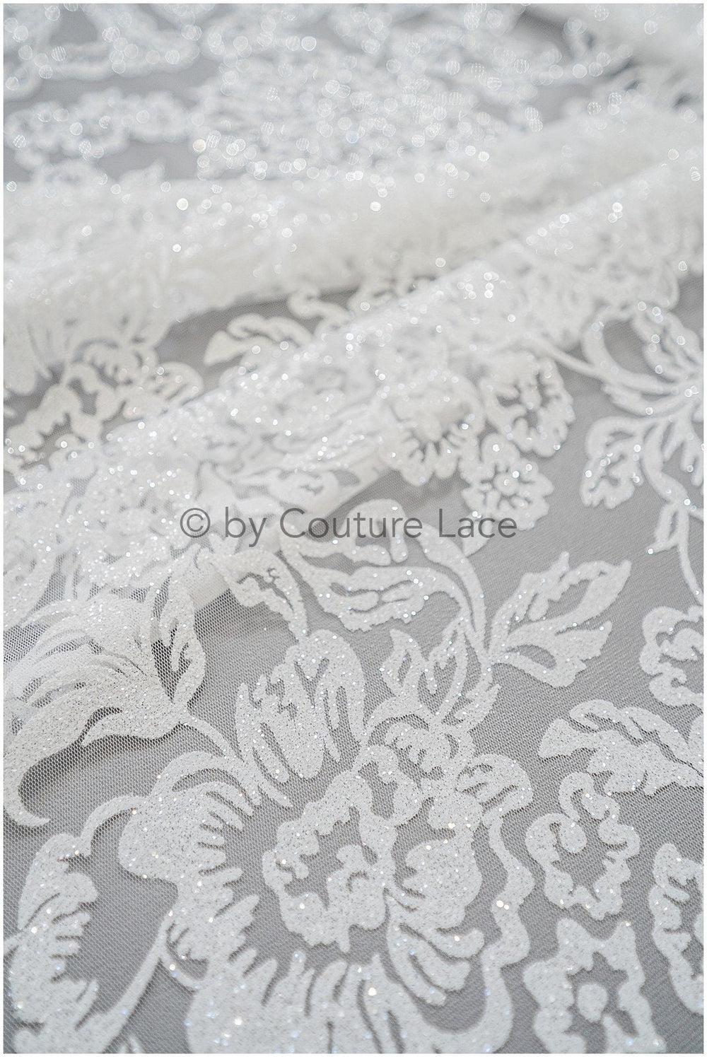 Floral glitter tulle fabric/ glitter fabric/ glitter net with floral pattern/ shiny glitter tulle fabric// R-033