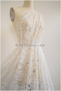 Floral glitter tulle fabric/ glitter fabric/ glitter net with floral pattern/ shiny glitter tulle fabric// R-033