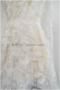 Hibiskus Blüten Spitzenstoff/ Spitzenstoff mit großen Blumen/ Braut Spitzenstoff Off-White/ Brautspitze// L20-382