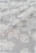 Hibiskus Blüten Spitzenstoff/ Spitzenstoff mit großen Blumen/ Braut Spitzenstoff Off-White/ Brautspitze// L20-382