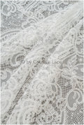 Luxury crochet lace with pearls/ off-white boho wedding lace fabric/ romantic lace with pearls/ chiffon lace// L20-362
