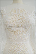 Crocheted Chiffon Lace Fabric Off-White/ Boho Bridal Lace/ Vintage Boho Lace Fabric// L20-364