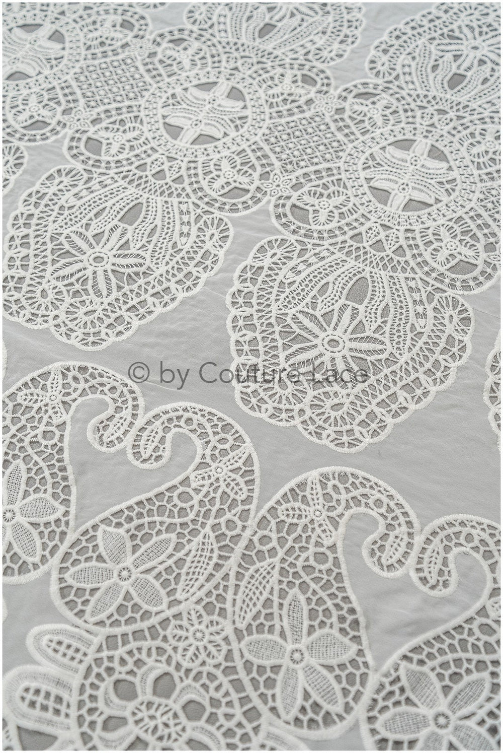Crocheted Chiffon Lace Fabric Off-White/ Boho Bridal Lace/ Vintage Boho Lace Fabric// L20-364