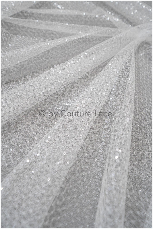 Pailletten Spitzenstoff Off-White/ sehr weicher Pailletten Spitzenstoff für Brautkleider/ Brautspitze Pailletten// L20-331