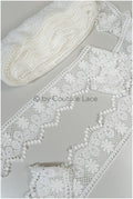Boho lace trim off-white/ floral lace trim/ crocheted wedding dress trim/ boho dress lace trim// T20-101