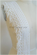 Fringed lace trim with boho pattern/ Off-white boho lace trim/ Guipure lace trim// T20-103