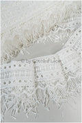 Fringed lace trim with boho pattern/ Off-white boho lace trim/ Guipure lace trim// T20-103
