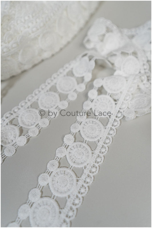 3yds Boho Lace Trim Off-White/ Bridal Lace Trim/ Polkadot Lace/ Bridal Lace// T20-104