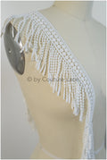 Boho fringe lace trim off-white/ Bridal boho lace/ Guipure lace trim// T20-106