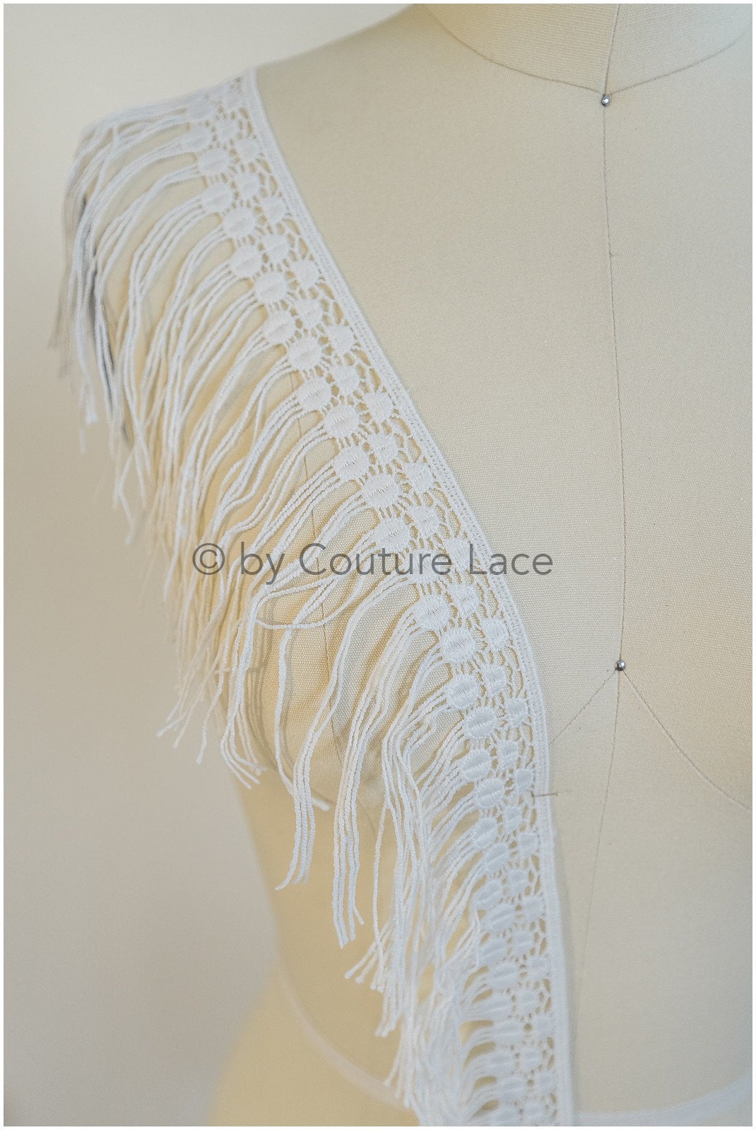 Boho fringe lace trim off-white/ Boho lace trim/ Bridal lace trim/ Boho dress lace trim// T20-108
