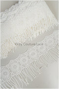Boho fringe lace trim off-white/ Boho lace/ Guipure lace trim/ Boho dress bridal lace// T20-111