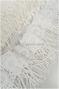 Boho fringe lace trim off-white/ Boho lace/ Guipure lace trim/ Boho dress bridal lace// T20-111