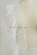Fringed lace trim off-white/ Boho bridal lace trim/ crocheted fringe lace trim// T20-113