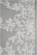 Soft floral lace trim/ Off-white embroidered lace trim/ Veil lace trim/ Bridal lace// T20-091