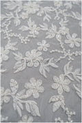 Blumen Brautspitze mit Perlen/ schwere Hochzeitsspitze Off-White/ romantischer Blumen Spitzenstoff// L20-014N