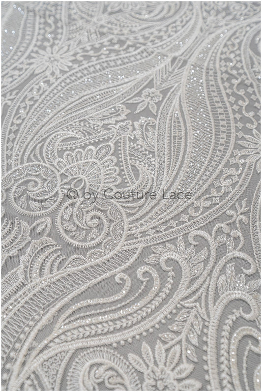 Braut Spitzenstoff Off-White/ orientalischer Braut Spitzenstoff/ weicher Boho Spitzenstoff/ Hochzeitskleid Spitze// L20-341