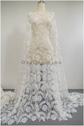 Crochet lace fabric, Boho lace fabric, Guipure Boho bridal lace, Boho wedding dress fabrics, Galia Lahav lace fabric, Macrame lace// L20-090N