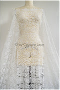 Crochet lace fabric for wedding dresses, boho macrame lace fabric for wedding dress// L20-383