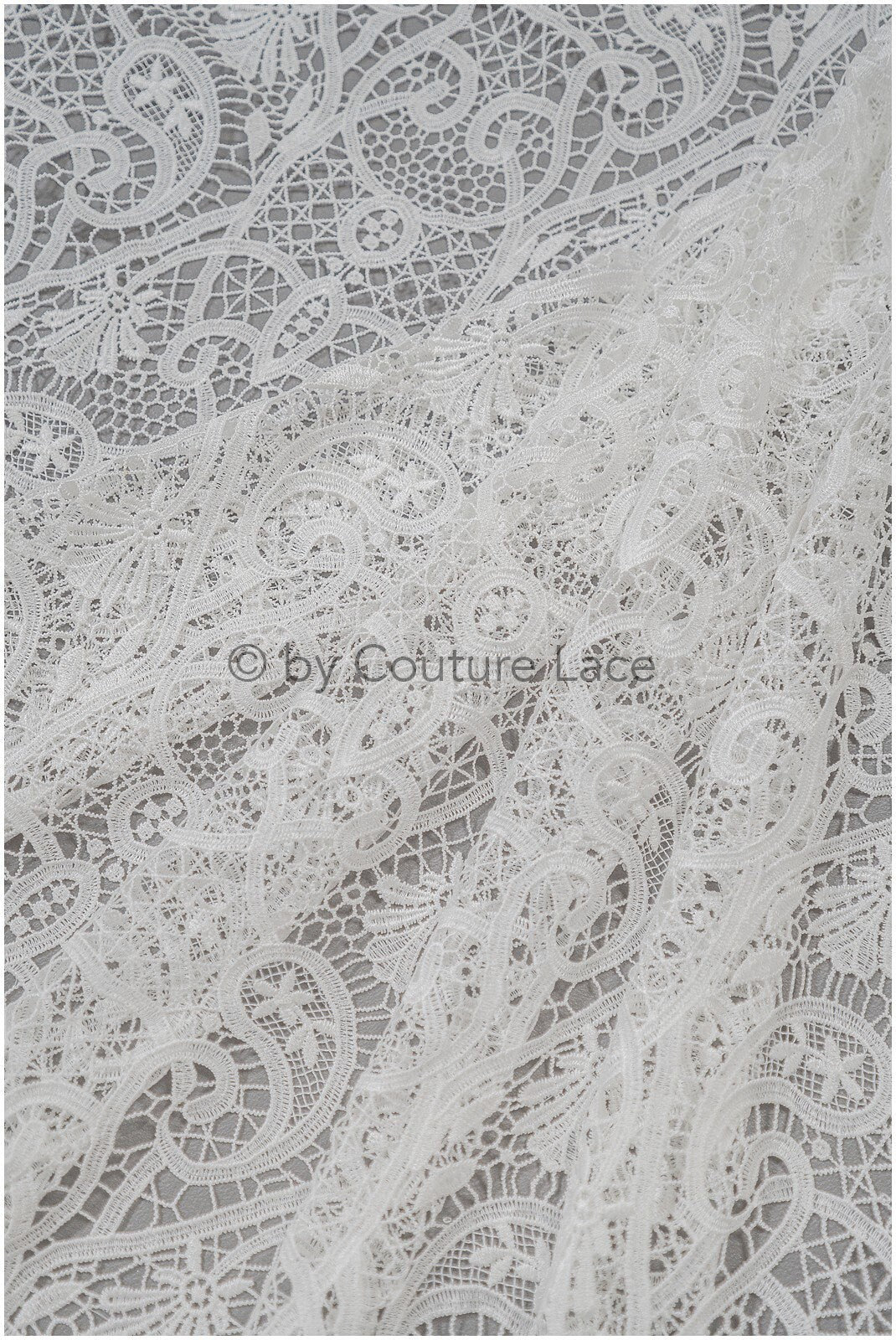 Abstrakter gehäkelt Spitzenstoff Off-White/ Boho Spitzenstoff/ Guipure Boho Brautspitze/ Boho Hochzeitskleid Stoffe/ Makramee Spitze// L20-384