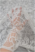 Abstrakter gehäkelt Spitzenstoff Off-White/ Boho Spitzenstoff/ Guipure Boho Brautspitze/ Boho Hochzeitskleid Stoffe/ Makramee Spitze// L20-384