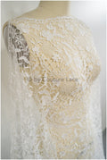 Romantischer gehäkelter Spitzenstoff/ Guipure Boho Brautspitze/ Boho Stoffe Off-White/ Makramee Spitze// L20-385