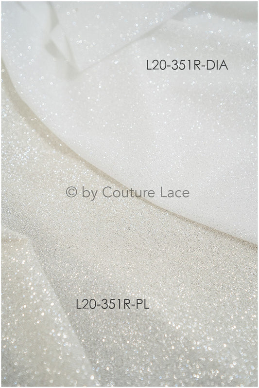 Exquisite shiny glitter stretch tulle fabric / off-white tulle / elegant mesh tulle lace fabric / bridal lace fabric // R-031DIA