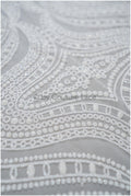 Glitter net with oriental pattern/ Off-white silver shiny glitter tulle fabric/ Glitter mesh// R-032