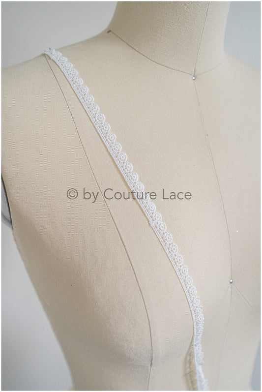 3yds narrow lace trim/ Boho wedding dress lace trim/ Wedding dress trim/ Polkadot lace trim// T20-114
