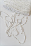 3yds narrow lace trim/ Boho wedding dress lace trim/ Wedding dress trim/ Polkadot lace trim// T20-114