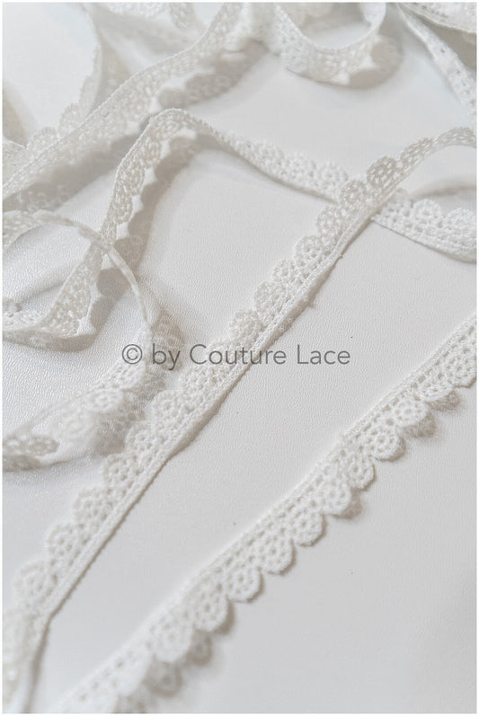3yds narrow lace trim/ Boho wedding dress lace trim/ Wedding dress trim/ Polkadot lace trim// T20-114