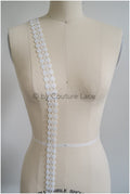 5yds Crochet Lace Trim for Boho Wedding Dresses/ Lace Trim Off-White/ Bridal Dress Trim// T20-116