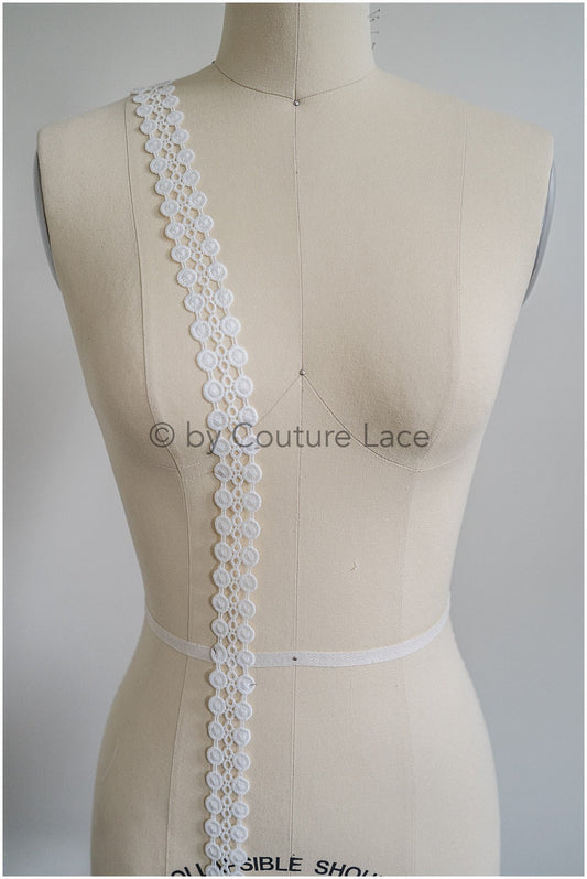 5yds Crochet Lace Trim for Boho Wedding Dresses/ Lace Trim Off-White/ Bridal Dress Trim// T20-116