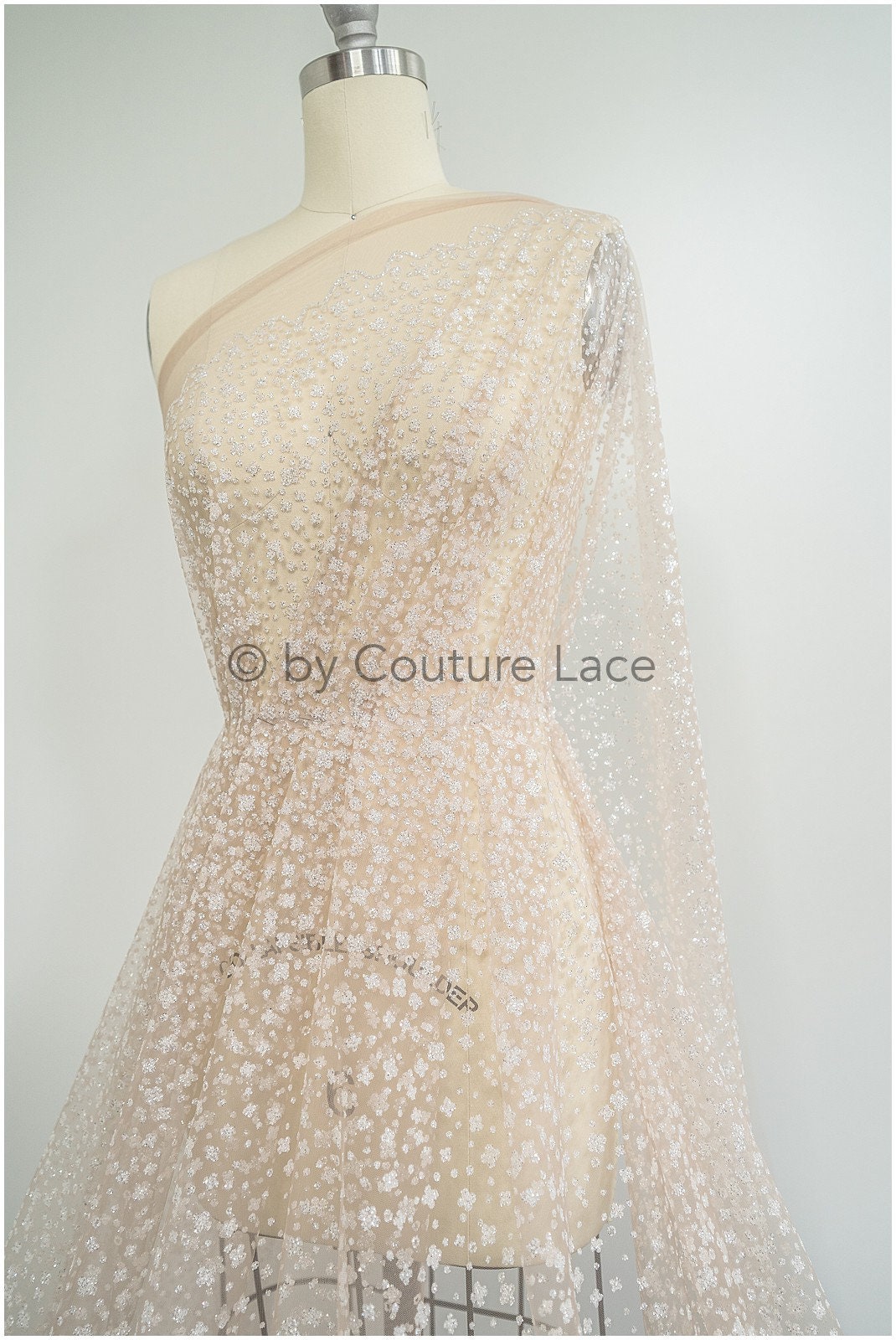 Farbverlauf Glitzer Netzstoff/ Nude Hautton Diamond Glitzer Tüll/ Hochzeitskleid Tüll Stoff/ Braut Glitzer Stoff// R-009ND