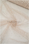 Gradient glitter mesh fabric/ Nude skin tone diamond glitter tulle/ Wedding dress tulle fabric/ Bridal glitter fabric// R-009ND