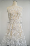 Hibiskus Blüten Spitzenstoff/ Spitzenstoff mit großen Blumen/ Braut Spitzenstoff Off-White/ Brautspitze// L20-382