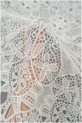 Crocheted Chiffon Lace Fabric Off-White/ Boho Bridal Lace/ Vintage Boho Lace Fabric// L20-364