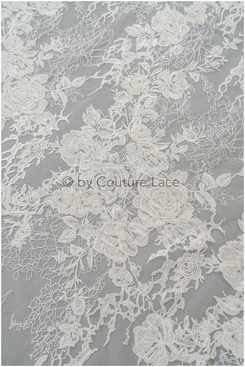 Rosenblüten Spitzenstoff Off-White/ Blumen Spitzenstoff/ Braut Spitzenstoff/ Spitzenstoff// L20-363