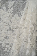 Rosenblüten Spitzenstoff Off-White/ Blumen Spitzenstoff/ Braut Spitzenstoff/ Spitzenstoff// L20-363