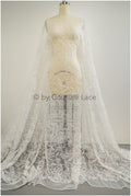 Blumen Spitzenstoff Off-White/ Blumen Spitzenstoff/ Braut Spitzenstoff/ Spitzenstoff mit Blumen// L20-359