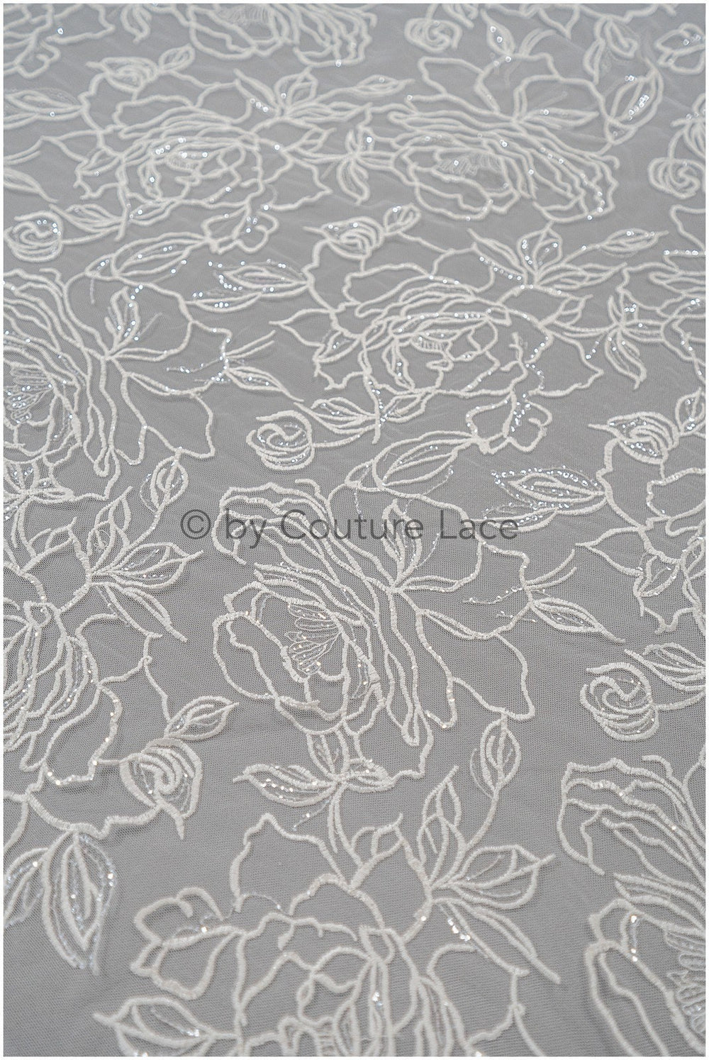 Blumen Spitzenstoff Off-White/ Blumen Spitzenstoff/ Braut Spitzenstoff/ Spitzenstoff mit Blumen// L20-359