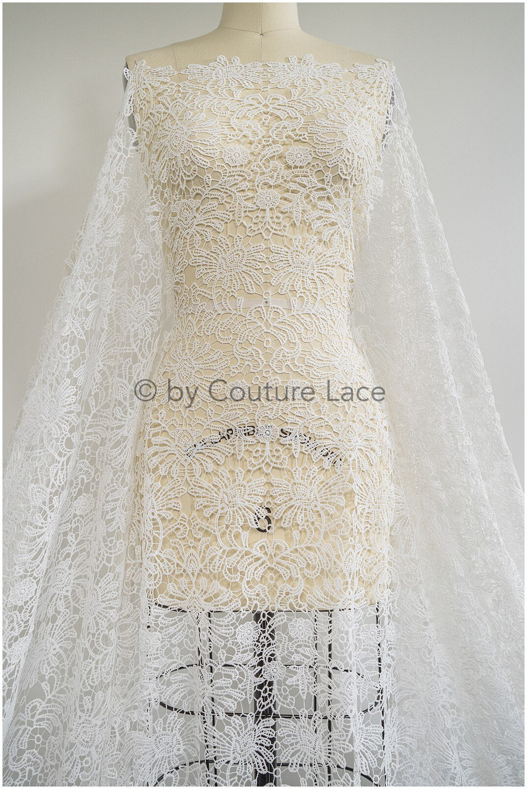 Crochet lace fabric for wedding dresses, boho macrame lace fabric for wedding dress// L20-383